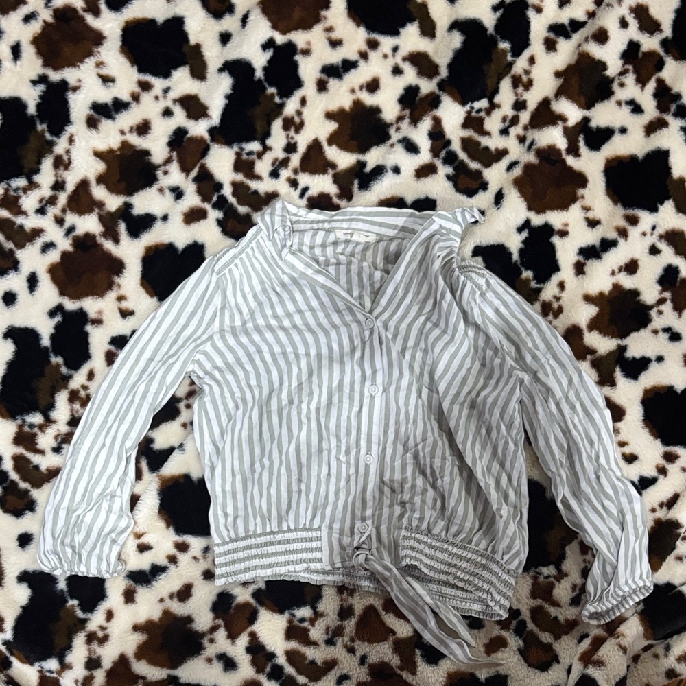 beachlunchlounge Kids White Striped Button Down Shirt